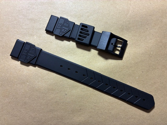TAG Heuer 18mm Formula 1 Black Rubber Replacement Strap for Mid-Size Watches.