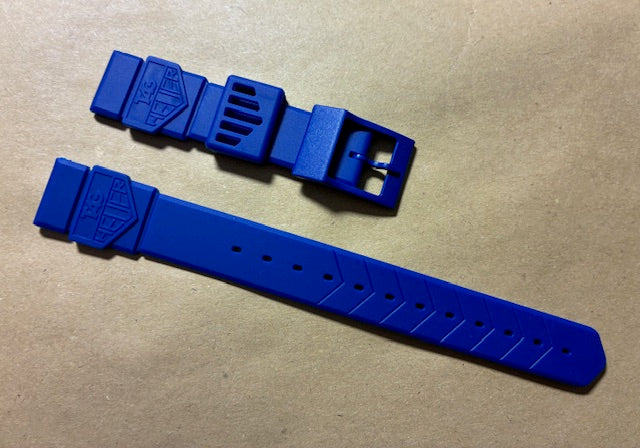TAG Heuer 18mm Formula 1 Royal Blue Rubber Replacement Strap for Mid-Size Watches.