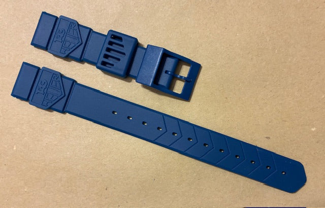 TAG Heuer 18mm Formula 1 Midnight Blue Rubber Replacement Strap for Mid-Size Watches.