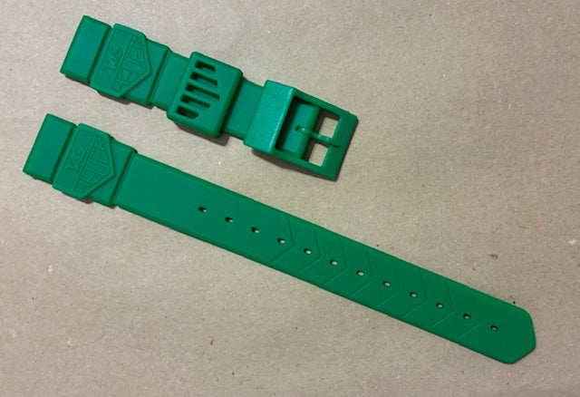 TAG Heuer 18mm Formula 1 Classic Green Rubber Replacement Strap for Mid-Size Watches.