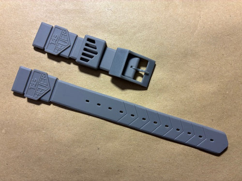 TAG Heuer Formula 1 18mm classic grey rubber replacement strap for vintage midsize watches