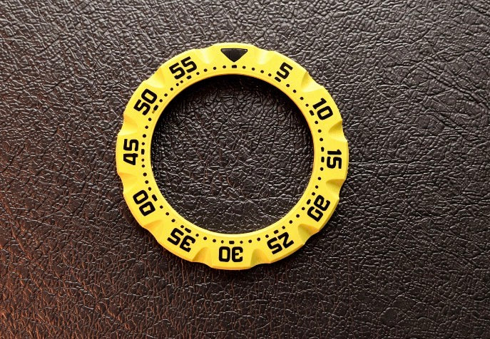 TAG Heuer 380.513 / 380.513-1 Yellow, Black 34mm Midsize Bezel For Vintage Watches.