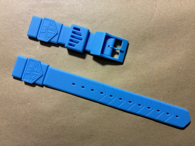TAG Heuer 18mm Formula 1 Baby Blue Rubber Replacement Strap for Mid-Size Watches.