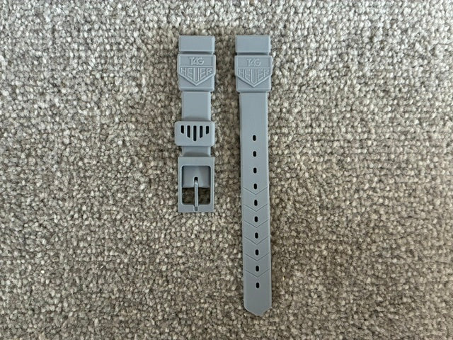15mm Formula 1 Grey Rubber Replacement Strap for TAG Heuer 15mm Ladies Watches.